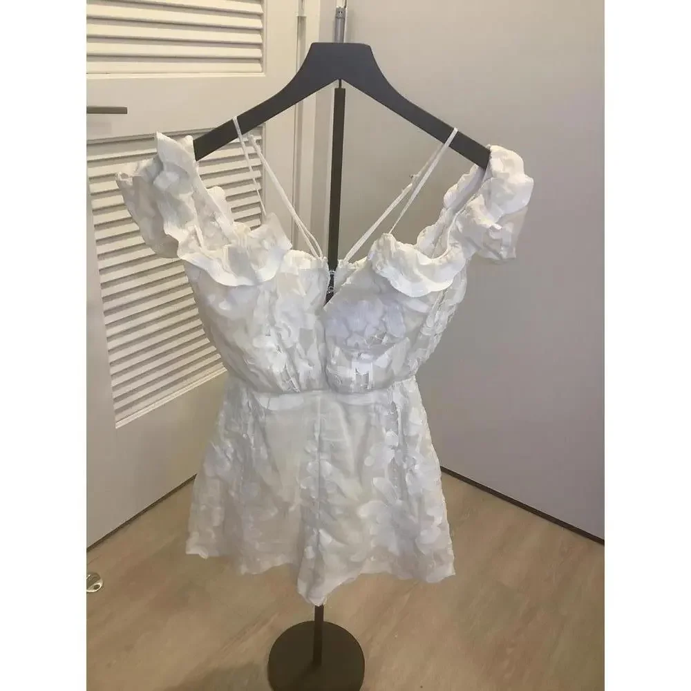 Alice McCall White Lace Shake It Off Romper 0 Bohemian Resortwear Embroidery - Picture 4 of 6